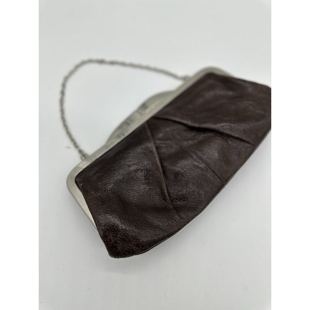 Hobo International Hayley Leather Satchel Clutch Purse Chain Strap Brown Vintage